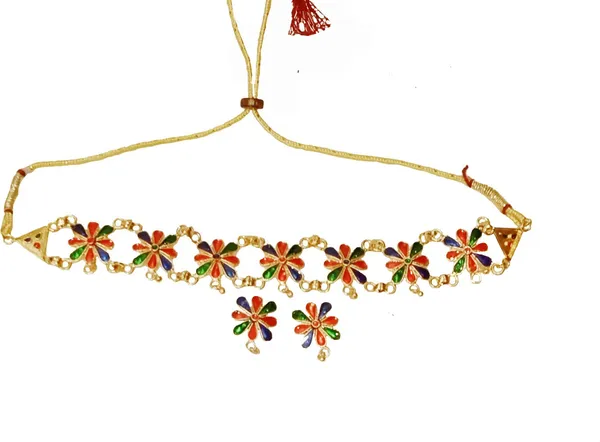 Assamese_Traditional_Gold_Plated_Multi_Colour_Golpata_Necklace_Set_For_Women